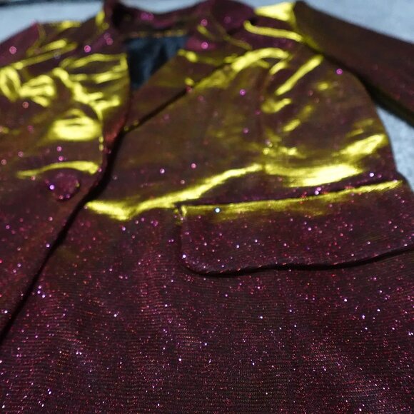 Rock & Roll Denim Blazer Jacket Women's Medium Red Color Changing Metallic - Picture 3 of 13